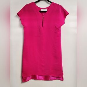 Amanda Uprichard Bright Pink Short Sleeve Dress 100%silk.  S#E13